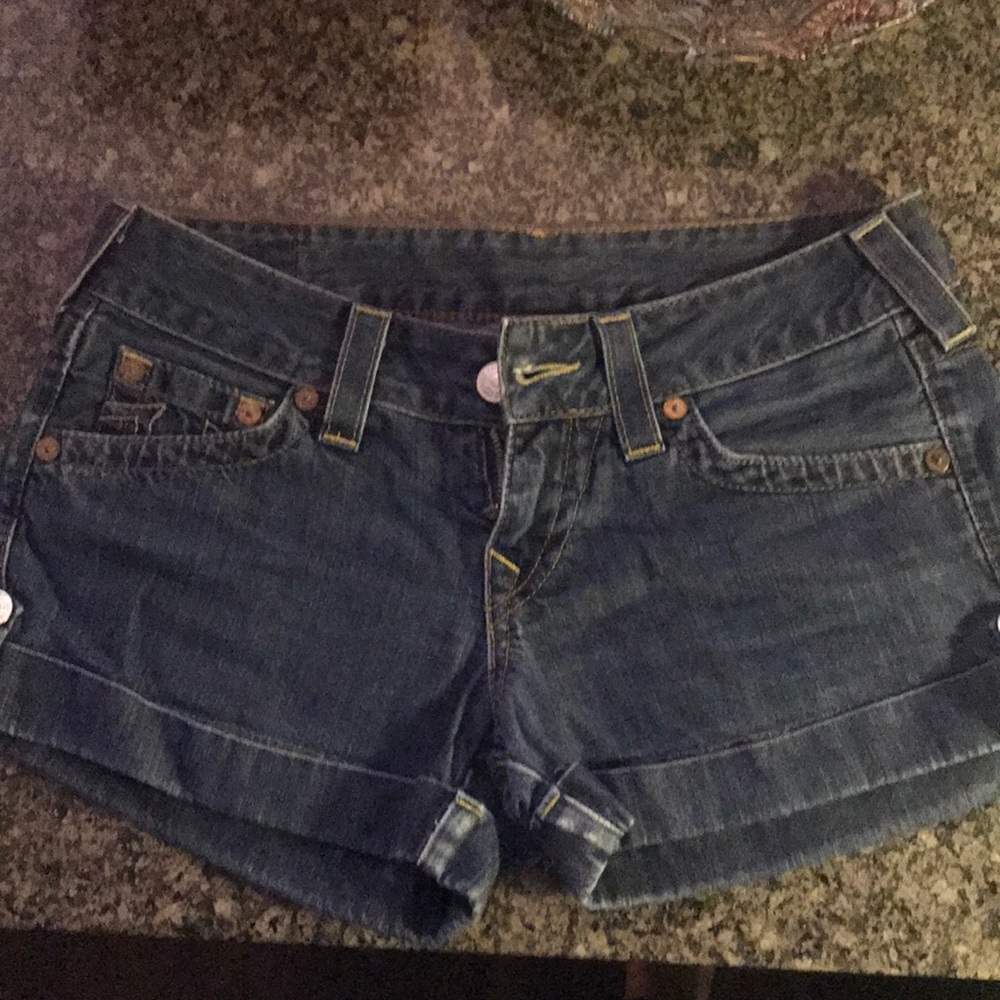 True Religion denim cuffed shorts